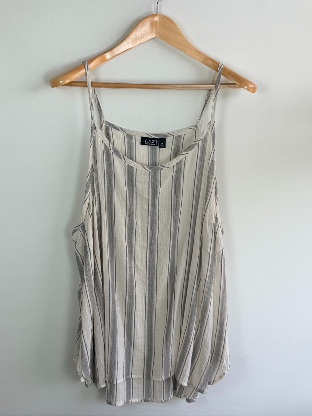 a.n.a 100% Cotton Striped Lagenlook Swing Tank Top 3X Flowy Boho
